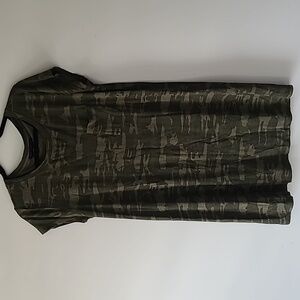 SANCTUARY T-Shirt Dress Green Camouflage Pocket Crew Neck Short Sleeve Sz Large